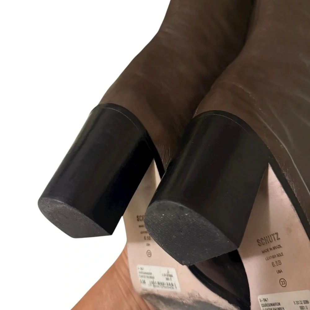 SCHUTZ Women's Valy Pull-On High Heel Over-the-Knee with a fine chain design. - Picture 10 of 16